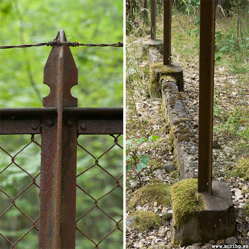 Det gamla staketet med taggtråd i toppen och och ordentligt juten betongfot på sina ställen.