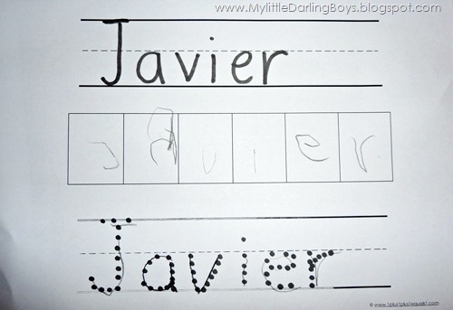 my 2 little darlings jayden javier i can write my name