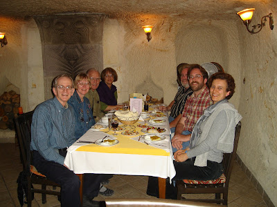 Day 6: Cappadocia; our group is enjoying the wonderful Turkish dinner.