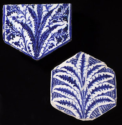Tile | Origin: Egypt or Syria | Period: early 15th century | Collection: Shinji Shumeikai Acquisition Fund (M.2001.85.2) | Type: Ceramic; Architectural element, Fritware, underglaze painted, 7 1/8 x 6 3/4 x 3/8 in. (18.1 x 17.15 x .95 cm)