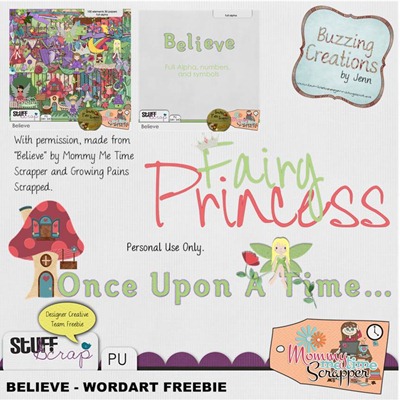 Mommy Me Time Scrapper - Believe - Wordart Freebies Preview