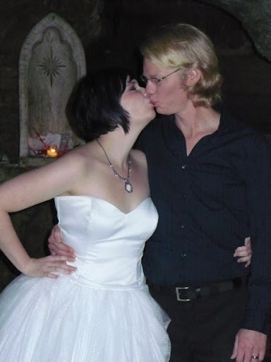 Stacia Skinner and Kevin Gehrig eloped to Eureka Springs earlier this fall to get married. A month later, Kevin had to miss his own wedding reception in Springfield, due to the flu. (Photo provided to KSMU by Stacia Skinner)