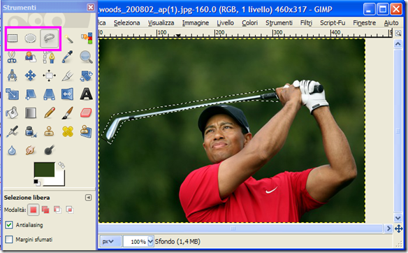 GIMP selezionare lìoggetto da rimuovere dalla foto GIMP selezionare lìoggetto da rimuovere dalla foto