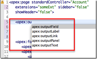 control space with visualforce editor tags
