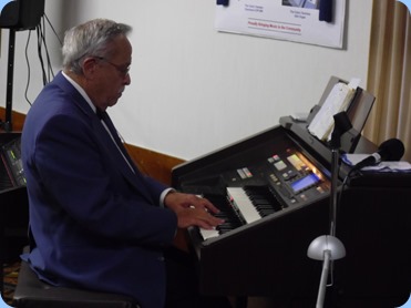Our Special Guest Artist, Ron Clark, playing the Club's Technics GA3 organ. Ron chose themes for each of his segments which was most enjoyable.