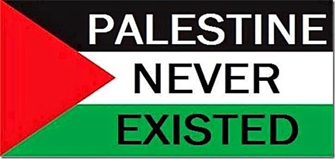 Palestine Never Existed stamped on flag