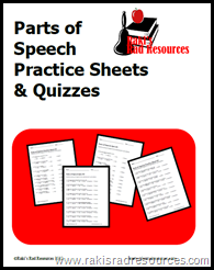Parts of Speech Practice Sheets and Quizzes - Free Download from Raki's Rad Resources