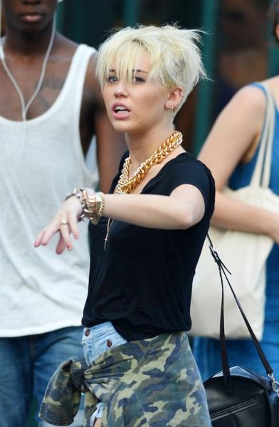 Miley Cyrus Short Hairstyles: the short blonde pixie cut