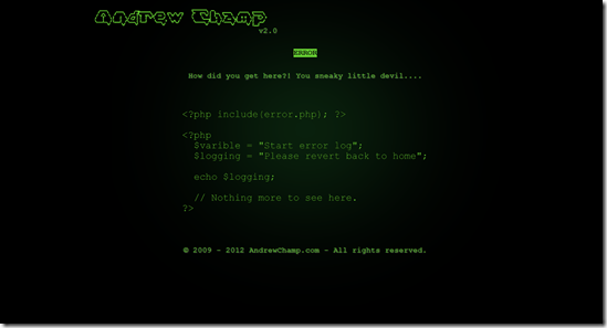 404 Error Page Design - AndrewChamp