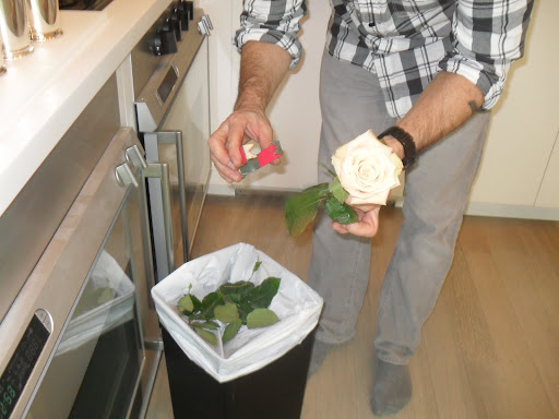 Here you can see how the stem stripper easily wraps around the stem of the rose.