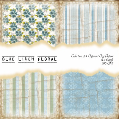 Blue Linen Floral Front Sheet