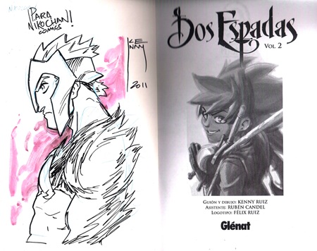 Dibujo dedicado de Kenny Ruiz a Nikochan Comics