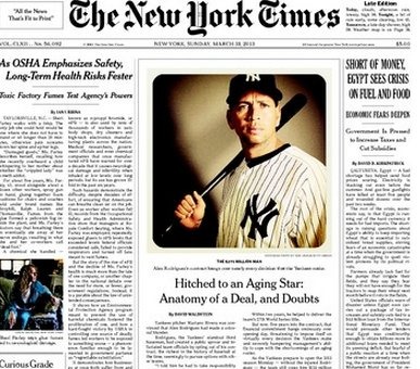 Foto do Instagram na capa do NYTimes