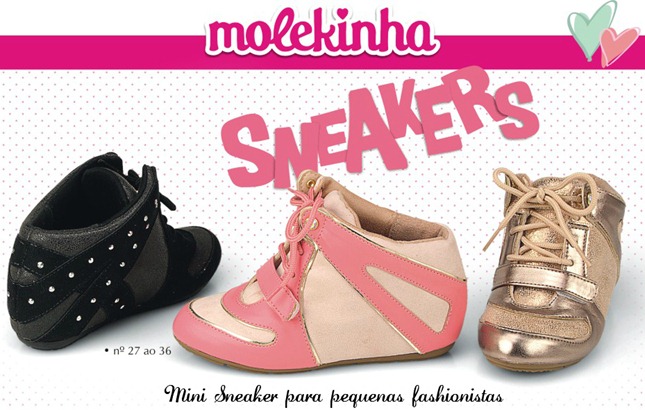 Sneaker infantil para crianças estilosas – Molekinha lança modelo para pequenas fashionistas. mini-sneaker-salto-infantil-molekinha