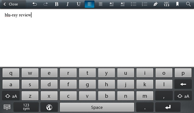 BlackBerry PlayBook keyboard