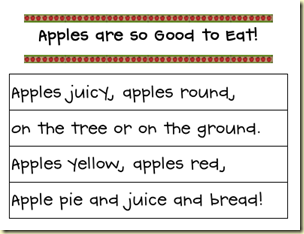 Apples are so good to eat pocket chart strips