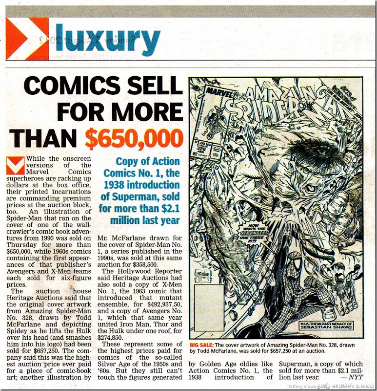 Deccan Chronicle Chennai Edition Supplement Chennai Chronicle Page No 27 Comics Sales Article