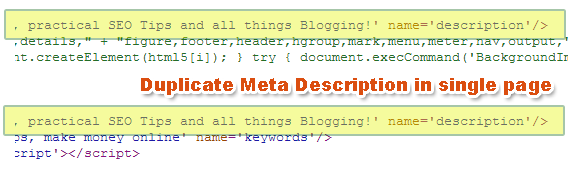 Duplicate meta descriptions