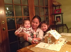 c0 Mimi, Jing and Dee Dee after making a gingerbread house (Christmas 2013)
