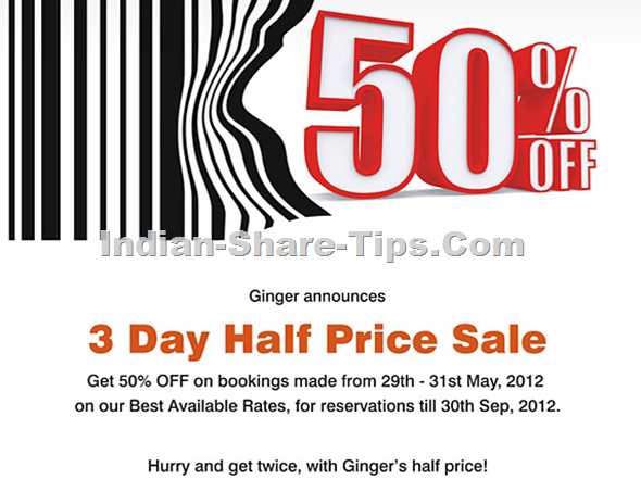 Ginger Hotels 50% Discount Off on Hotel Booking