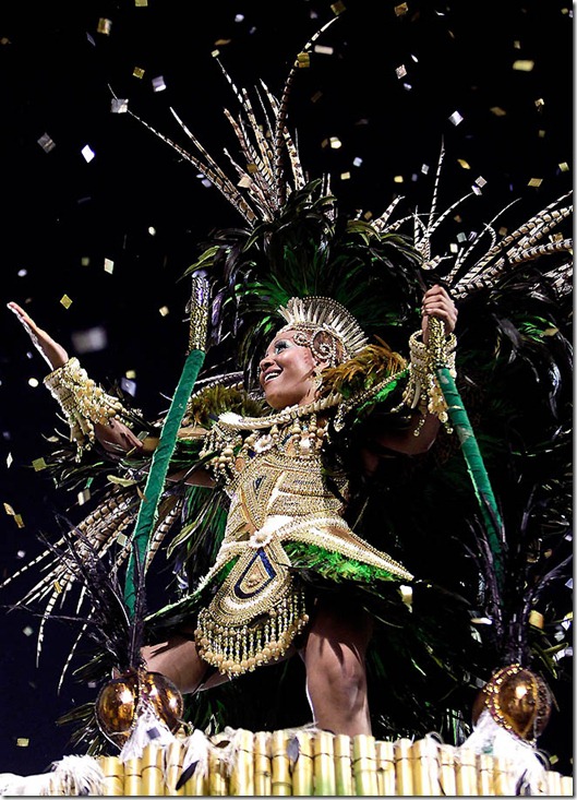 A dancer from the Vai-Vai samba school performs in Sao Paulo. (Andre Penner/Associated Press)