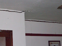 The ceiling of the 2nd floor at 3229 Spruce Avenue shows the crack where the third floor was lifted away The ceiling of the 2nd floor at 3229 Spruce Avenue shows the crack where the third floor was lifted away
