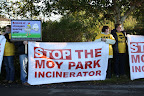 CALNI protest at Portmore Equestrian Centre due to Portmore Equestrian Centre taking money from Rose Energy, a company which Moy Park owns a 66% stake in and is planning to build an incinerator at Glenavy, Lisburn on the shores of Lough Neagh, the main source of drinking water for Belfast and Northern Ireland.