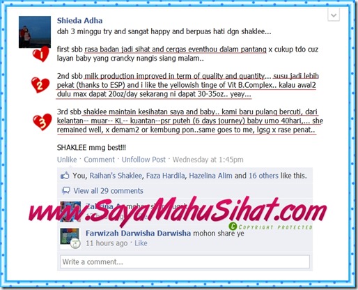 Shieda Adha_Feedback_Selepas 3 Minggu