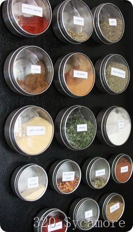 spices on fridge with magnet