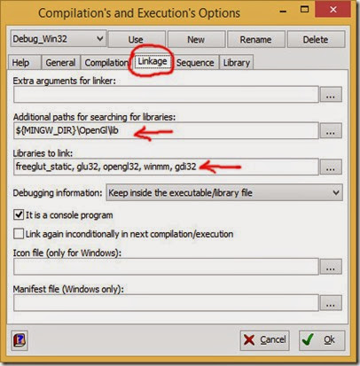 Project linker settings Project linker settings