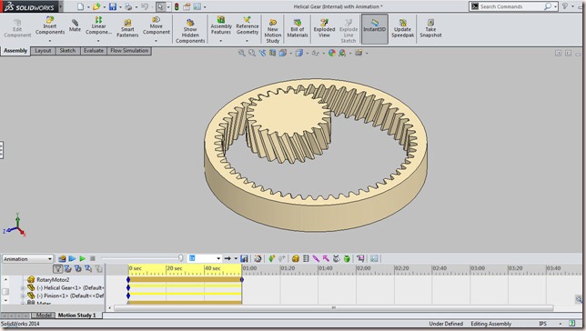 3D Solid Modelling Videos: Helical Gear (Internal) with Animation (Video  Tutorial) SolidWorks 2014