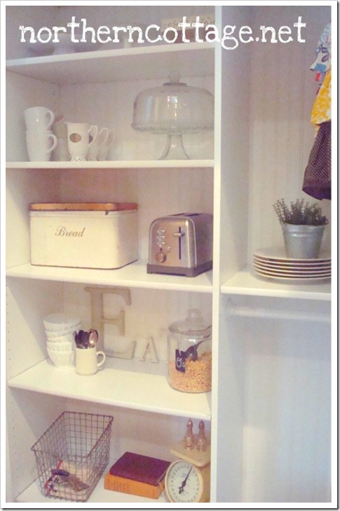 northern cottage kitchen storage shelves