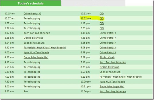 Sony TV Schedule Sony TV Schedule