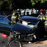 Sunday afternoon, SFD and CHP responded to a major injury collision with extrication at the intersection of 47th Ave and Steiner. Witnesses state the drive of the truck was "road raging" cutting people off, and shouting at drivers coming off of Hwy 99 at 47th Ave. He was traveling East on 47th when, per witnesses, he went through the red light and struck a north bound vehicle from Steiner making a left turn (west) onto 47th Ave. The truck flew across the west bound lanes of 47th Ave, crahsing through a fence and a fire hydrant flooding the area. He was transported with minor injuries while the passenger of the struck vehicle was transported with minor to moderate injuries. The driver of the struck vehicle had to be extricated and was transported with moderate to severe injuries. CHP stated the incident is under investigation and it unknown if alcohol was a factor at this point. News_120805_VehicAccidentExtrication