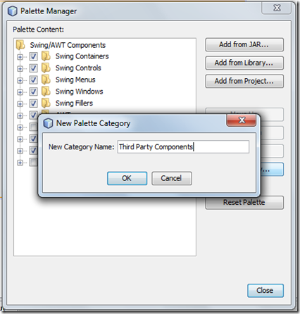 Third Party Components NetBeans Swing Palette