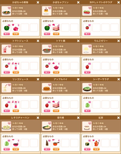 Myレシピ37~49 ポケコロ,ポケットコロニー,レシピ