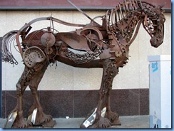 9839 Alberta Calgary - Iron Horse - life size metal sculpture made completely out of scrap metal - on Centre St at the corner Stephen Avenue 9839 Alberta Calgary - Iron Horse - life size metal sculpture made completely out of scrap metal - on Centre St at the corner Stephen Avenue