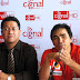 At the Cignal Press Launch in Ristorante Spirale: Dominic Aba (Samsung) and Jose Benjamin Fernandez (Mediascape)