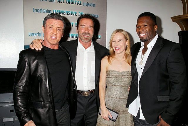Sylvester Stallone,Arnold Schwarzenegger,Amy Ryan and Curtis Jackson