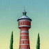 Object: 18095 - Watertoren met Coniferen - 7 x 10 cm - € 950,=