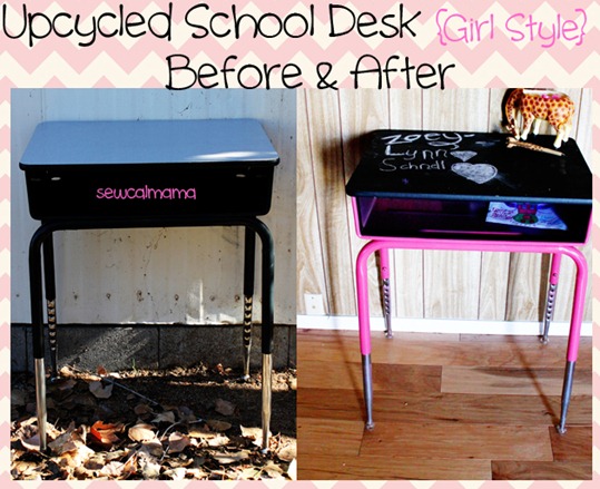 Sewcal Mama Upcycled School Desk Girl Style Upcycled School Desk Girl Style