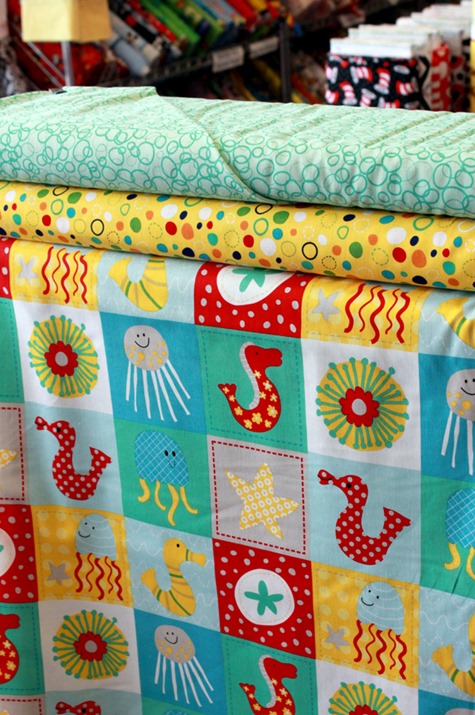 In the Ocean fabrics from Riley Blake found at The Fabric Mill