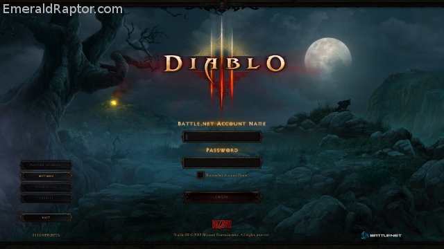 Diablo 3 login screen