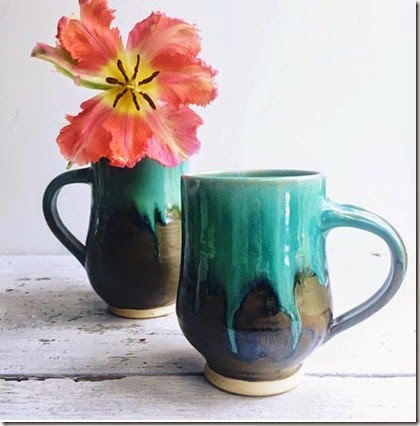 Turquoise and Khaki mugs