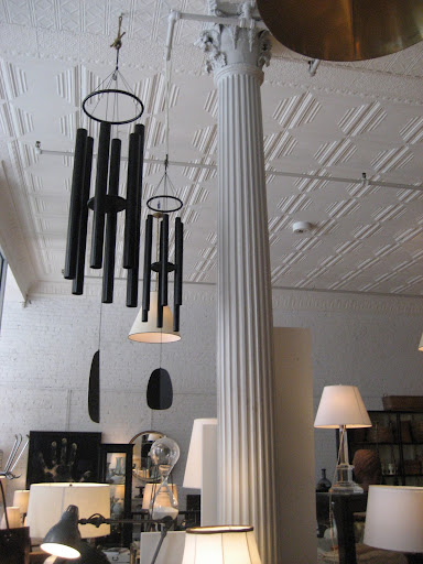 These huge wind chimes make a great statement hanging from the high tin ceilings. These huge wind chimes make a great statement hanging from the high tin ceilings.