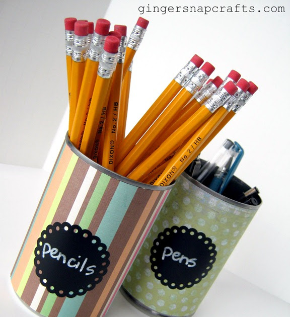 Ginger Snap Crafts tutorial {DIY pencil & pen holders}