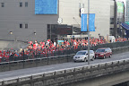 A sea of red leaving the hockey game next door