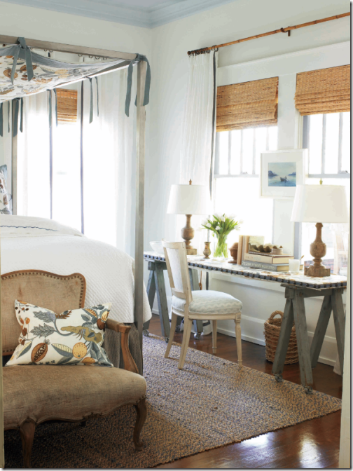 long sawhorse desk with nailhead