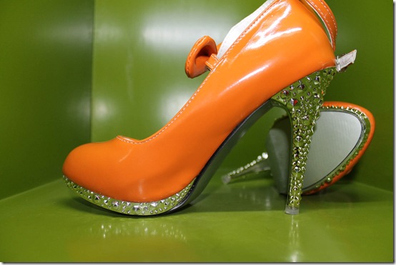 Orange Mary Janes With Studded Heels