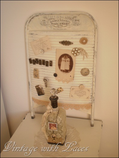 Vintage washboard upcycled into magnetic inspiration board - Studio Tour 2012 - Vintage with Laces